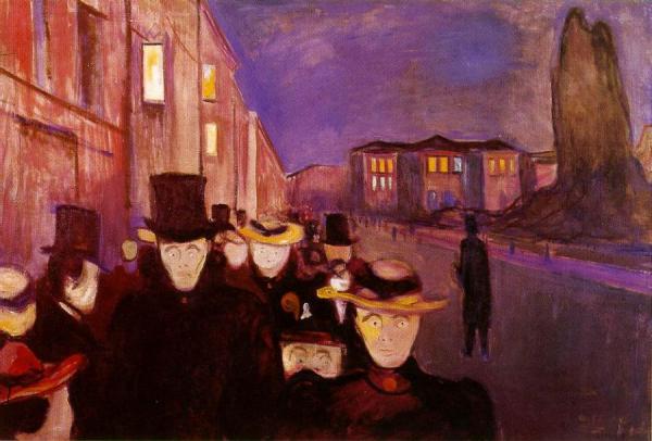 Evening On Karl Johan Street by Edvard Munch