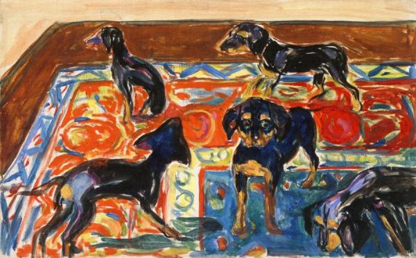 Five Puppies On The Carpet by Edvard Munch
