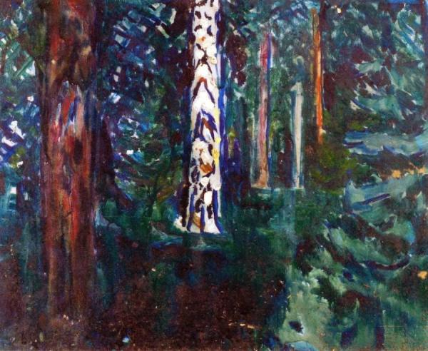 Forest With Birch Trunks by Edvard Munch