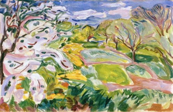 Fruit Trees In Blossom In The Wind by Edvard Munch