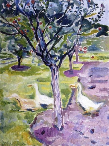 Geese In The Garden by Edvard Munch