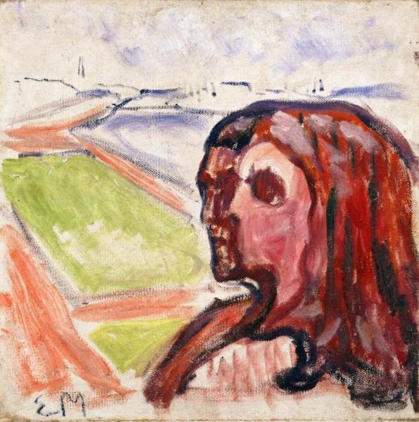 Head By Head In Landscape by Edvard Munch