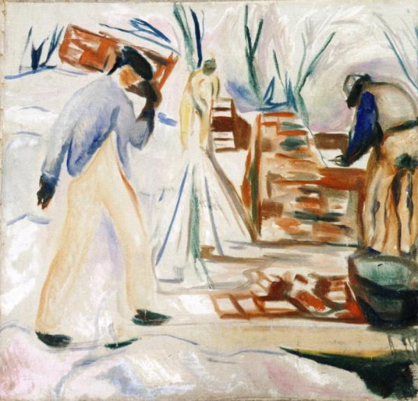 Hodman At Work On The Studio Building by Edvard Munch