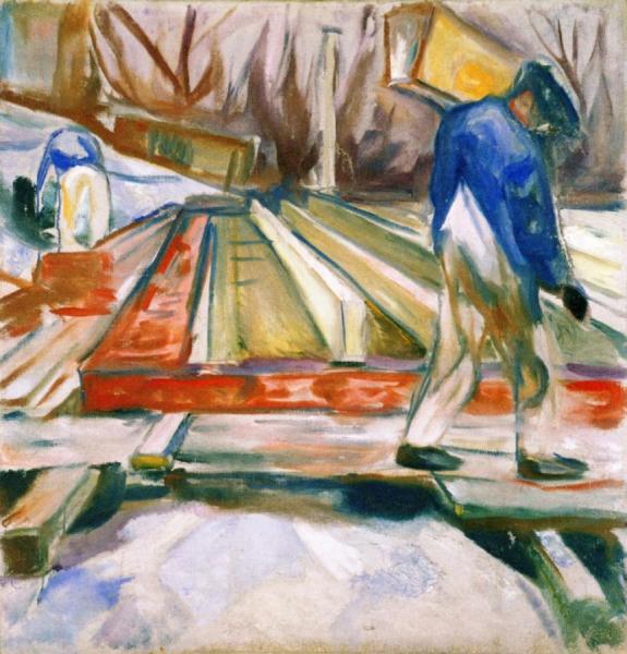Hodman At Work On The Studio Building by Edvard Munch Oil Painting Reproductions