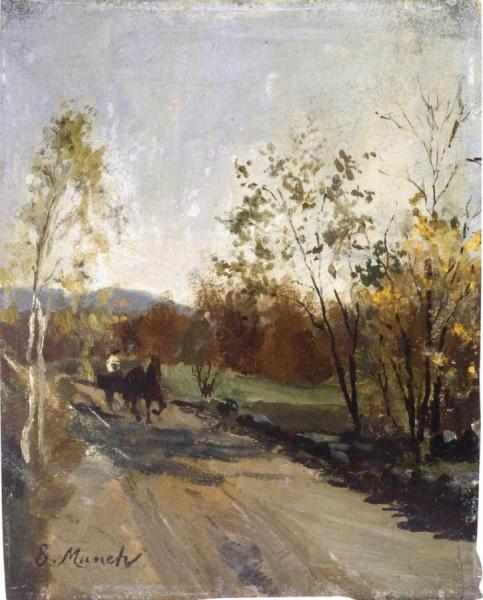 Horse And Cart On A Country Road by Edvard Munch