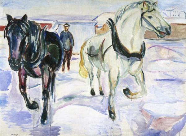 Horse Team In Snow by Edvard Munch