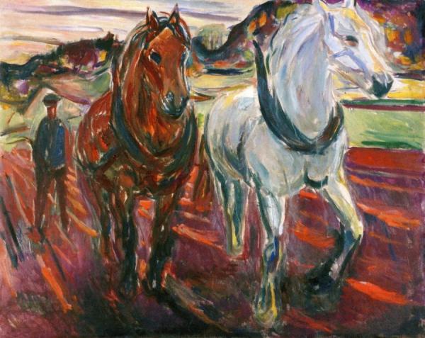 Horse Team Plowing by Edvard Munch
