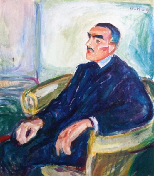 Jappe Nilssen In A Wicker Chair by Edvard Munch