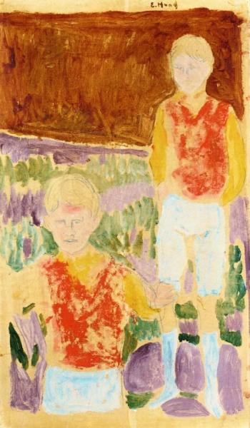 Johan Martin And Sten Stenerson by Edvard Munch