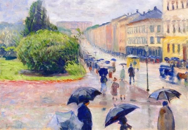 Karl Johan In The Rain by Edvard Munch
