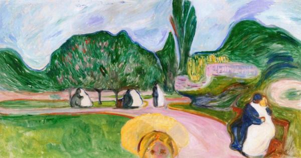 Kissing Couples In The Park (the Linde Frieze) by Edvard Munch