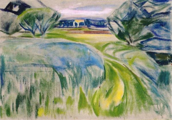 Landscape With Green Fields by Edvard Munch