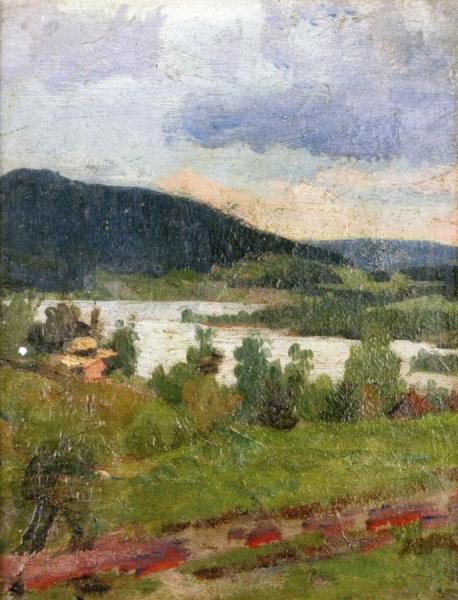 Landscape With Lake And Forest by Edvard Munch Oil Painting Reproductions