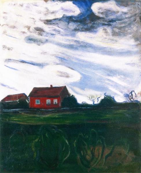 Landscape With Red House by Edvard Munch