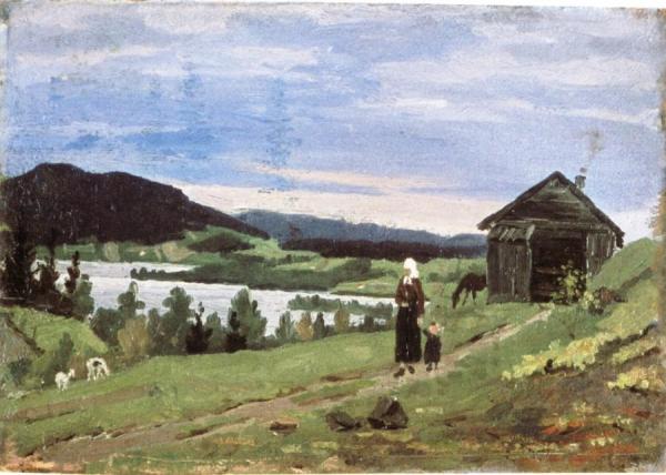 Landscape With Woman And Child by Edvard Munch