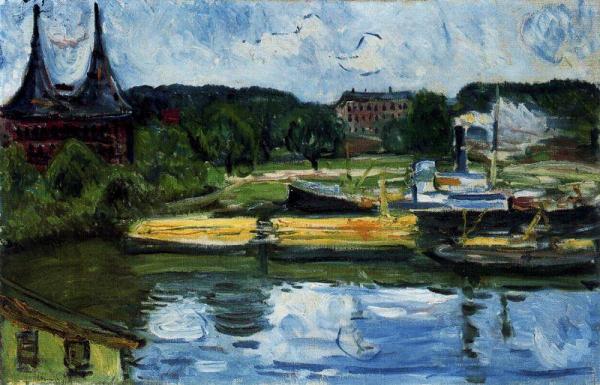 Lübeck Harbour With The Holstentor by Edvard Munch Oil Painting Reproductions