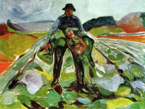Man In A Field Of Cabbages by Edvard Munch Oil Painting Reproductions