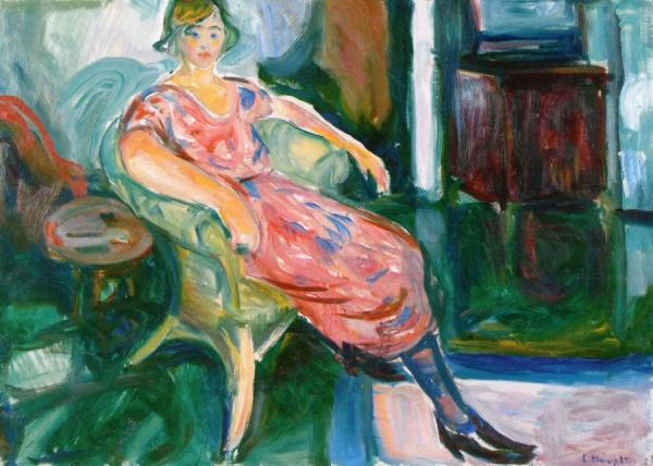 Model In Wicker Chair by Edvard Munch