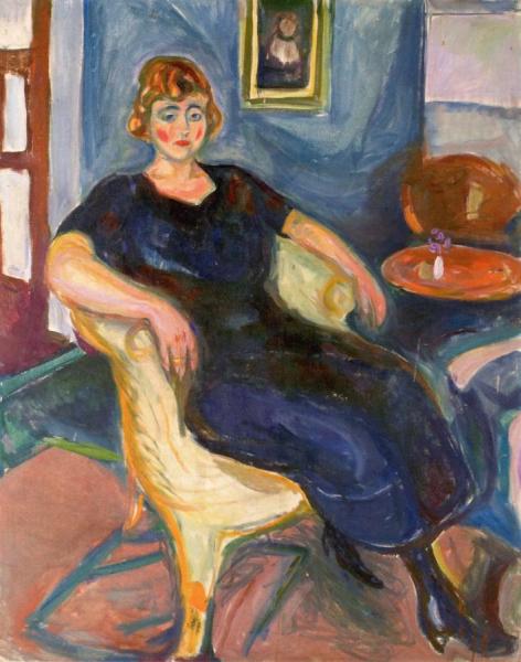 Model In Wicker Chair by Edvard Munch