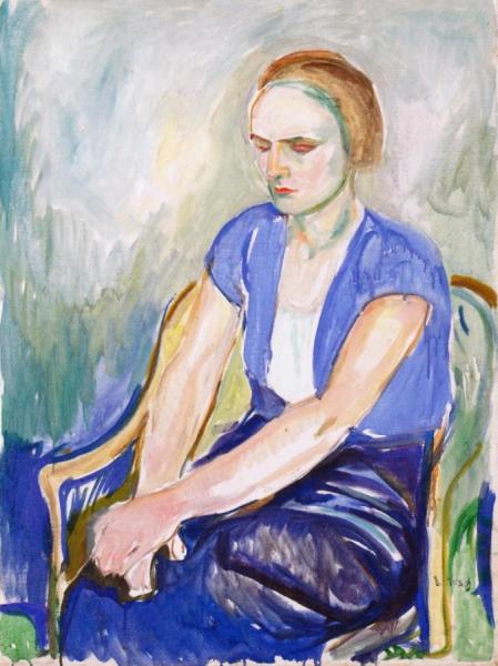 Model With Hands Resting On Knees by Edvard Munch Oil Painting Reproductions