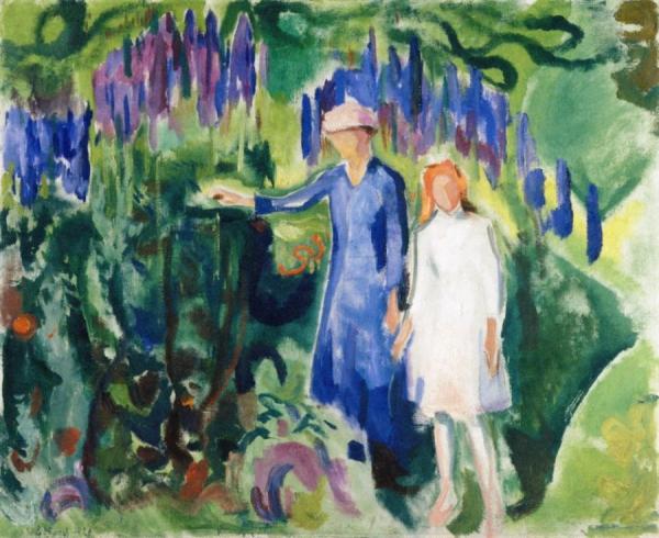 Mother And Daughter In The Garden by Edvard Munch Oil Painting Reproductions