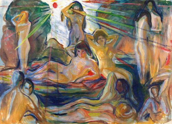 Naked Figures And Sun by Edvard Munch