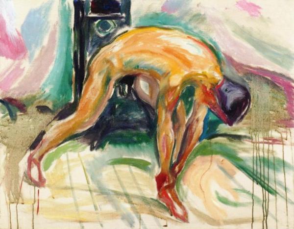 Naked Man Gripping His Ankle by Edvard Munch