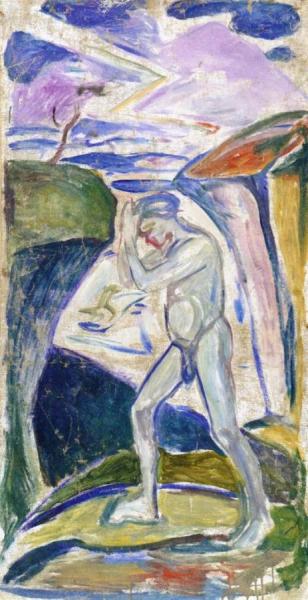 Naked Man In Rocky Landscape by Edvard Munch