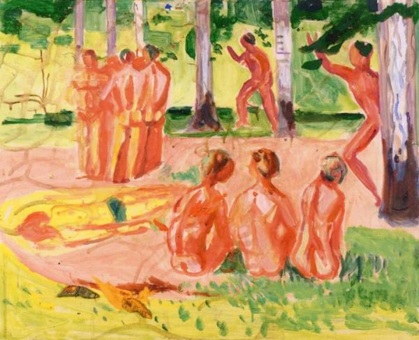 Naked Men In Birch Forest by Edvard Munch