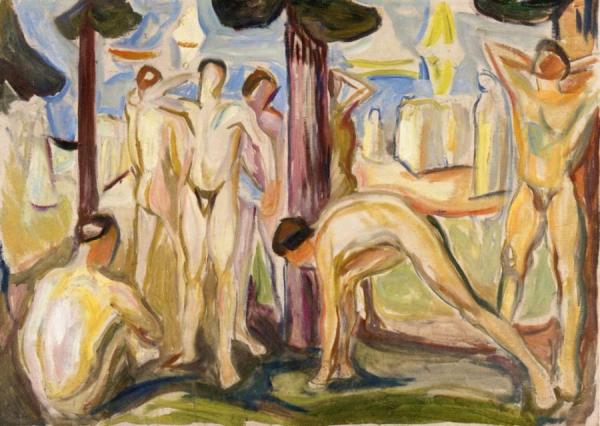 Naked Men In Landscape by Edvard Munch