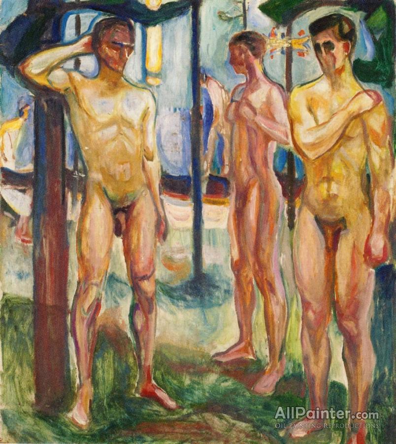 Naked Men In Landscape Artwork By Edvard Munch Oil Painting Art Prints On Canvas For Sale