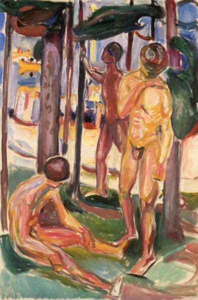 Naked Men In Landscape by Edvard Munch