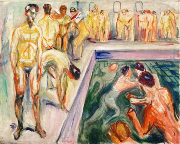 Naked Men In Swimming Pool by Edvard Munch