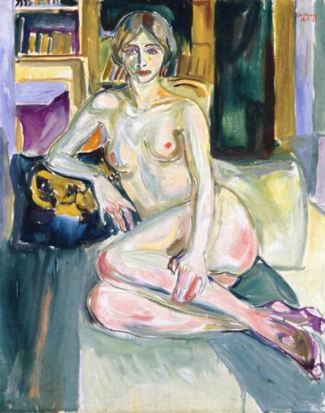 Nude, Sitting On The Couch by Edvard Munch