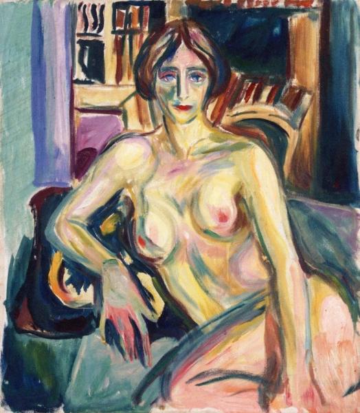 Nude, Sitting On The Couch by Edvard Munch