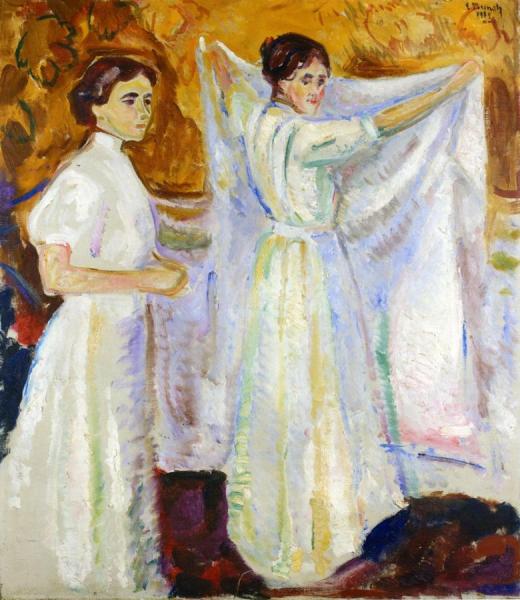 Nurses Holding A Sheet by Edvard Munch