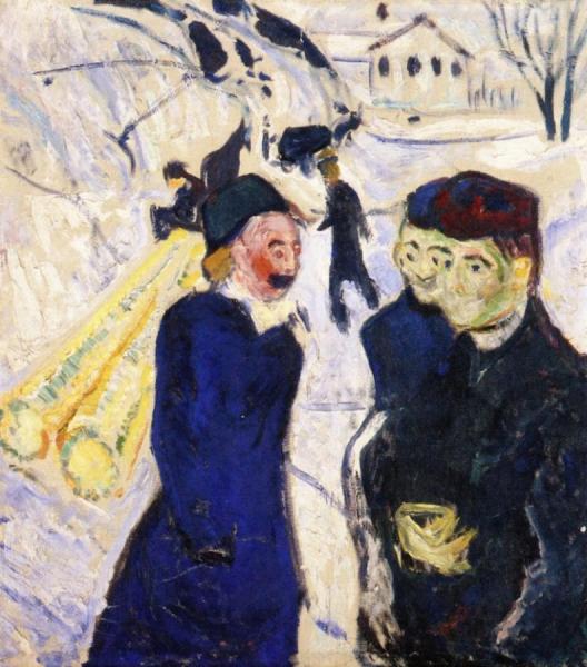 People And Timber Transport In A Kragerø Street by Edvard Munch