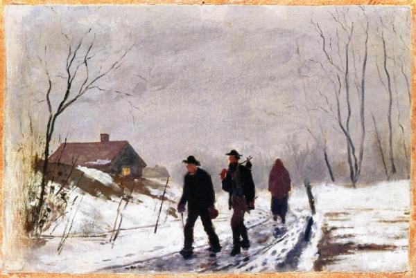 People On The Road In Wet Snow by Edvard Munch