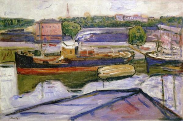 The Harbor In Lübeck by Edvard Munch