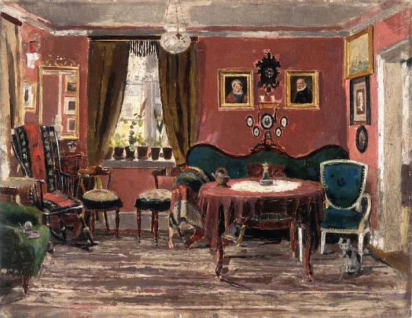 The Living Room Of The Misses Munch In Pilestredet 61 by Edvard Munch
