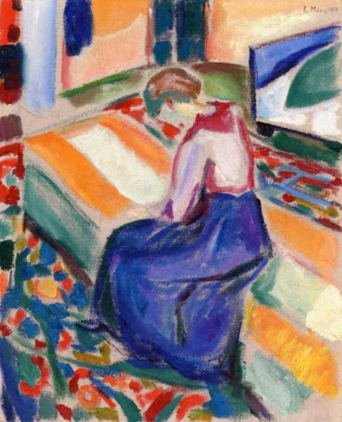 Woman Seated On A Couch by Edvard Munch