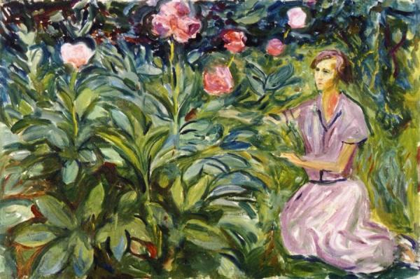 Woman With Peonies by Edvard Munch