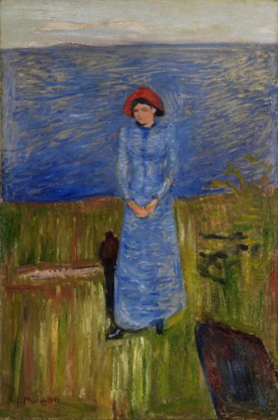 Woman With Red Hat In The Fjord by Edvard Munch