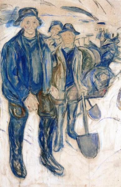 Workers In Snow by Edvard Munch