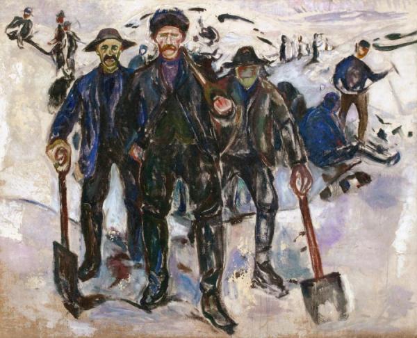 Workers In The Snow by Edvard Munch
