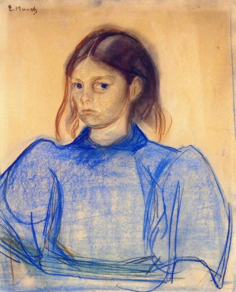 Young Woman In Blue by Edvard Munch