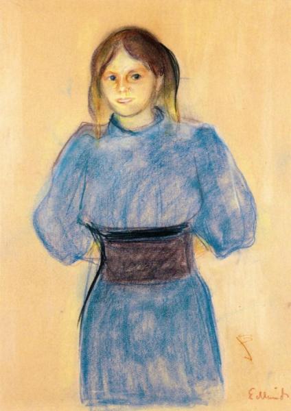 Young Woman In Blue by Edvard Munch
