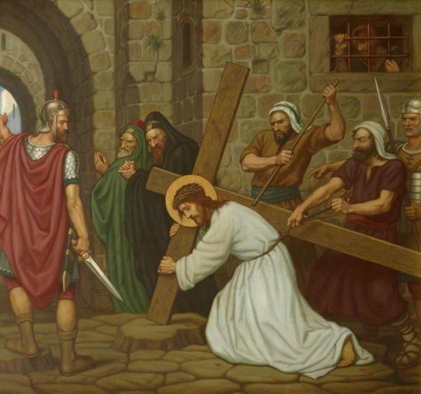 Jesus Falls Beneath The Cross by Edward Arthur Fellowes Prynne Oil Painting Reproductions