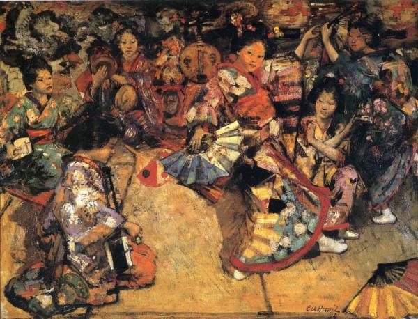 Japanese Dancing Girls by Edward Atkinson Hornel Oil Painting Reproductions