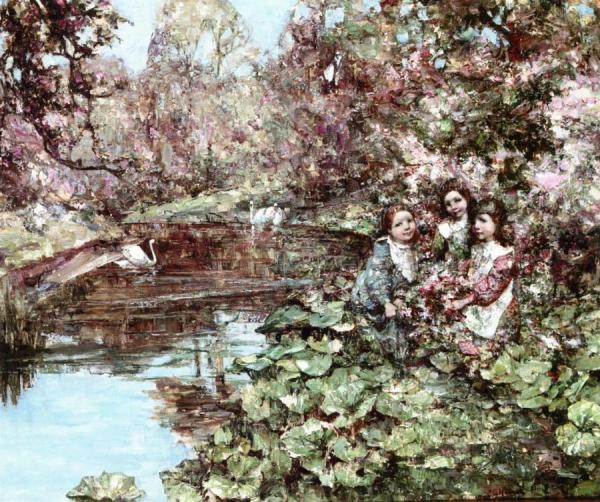 The Lily Pond by Edward Atkinson Hornel Oil Painting Reproductions